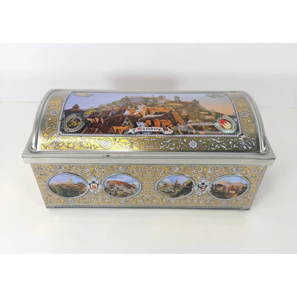 Lebkuchen Schmidt Nuremberg Germany Vintage Treasure Chest Tin Box